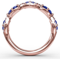 Sapphire and Diamond Twist Band with Marquise Sapphires by Fana - 0.77 Carat Total Gemstone Weight