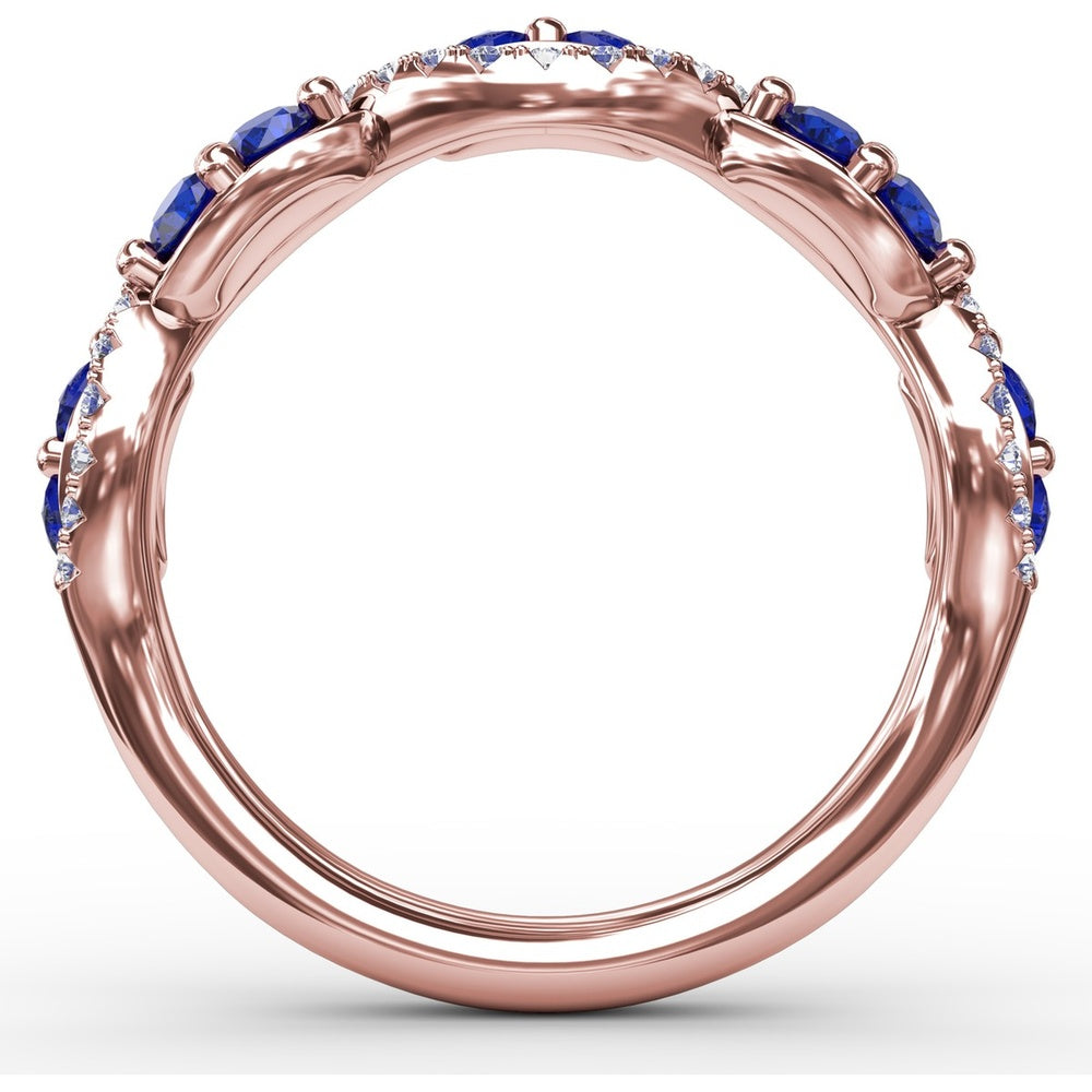 Sapphire and Diamond Twist Band with Marquise Sapphires by Fana - 0.77 Carat Total Gemstone Weight