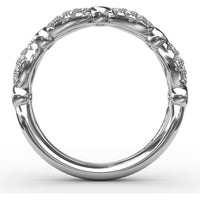 Scalloped Band with Bezel Set Round Rubies and Pavé Diamonds by Fana - 0.62 Carat Total Gemstone Weight
