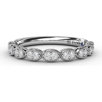 Scalloped Band with Milgrain-Edged Marquise Stations Holding Round Diamonds by Fana - 0.18 Carat Total Diamond Weight