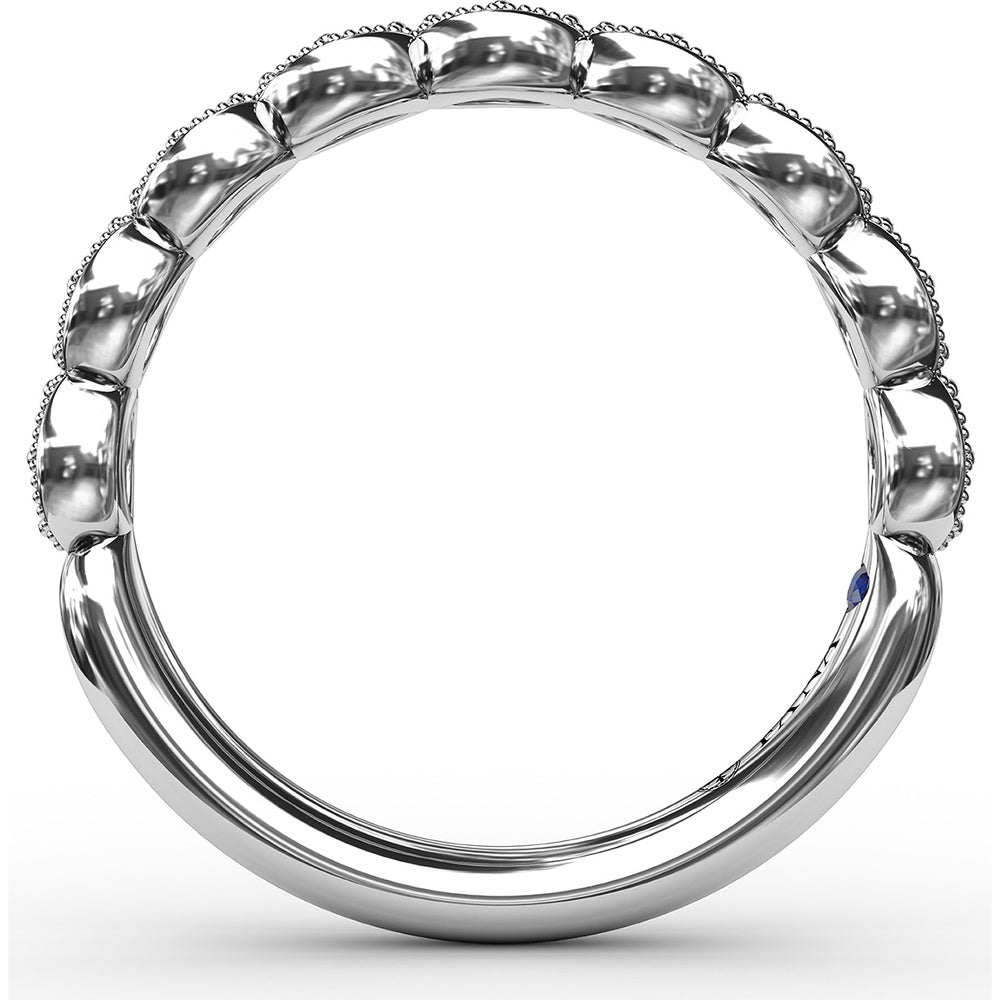 Scalloped Band with Milgrain-Edged Marquise Stations Holding Round Diamonds by Fana - 0.18 Carat Total Diamond Weight