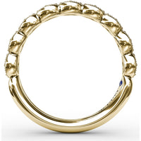 Scalloped Band with Milgrain-Edged Marquise Stations Holding Round Diamonds by Fana - 0.18 Carat Total Diamond Weight