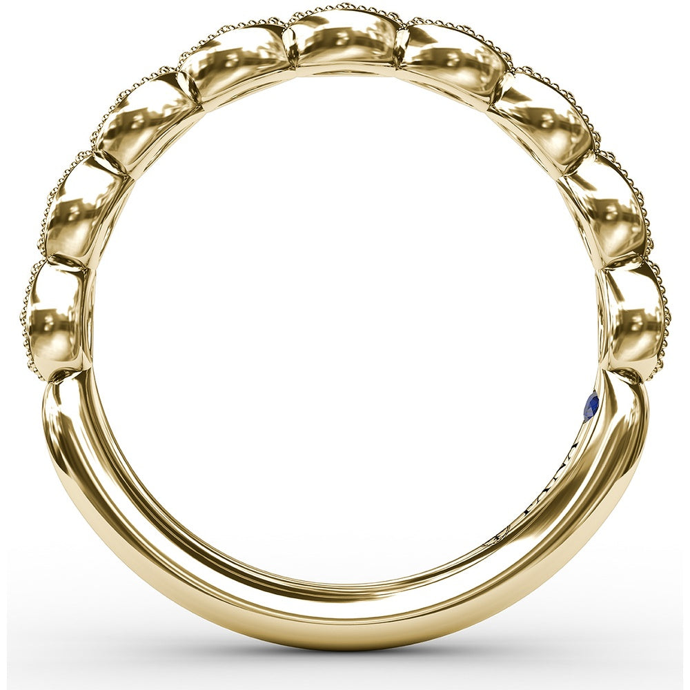 Scalloped Band with Milgrain-Edged Marquise Stations Holding Round Diamonds by Fana - 0.18 Carat Total Diamond Weight