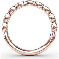 Scalloped Band with Milgrain-Edged Marquise Stations Holding Round Diamonds by Fana - 0.18 Carat Total Diamond Weight