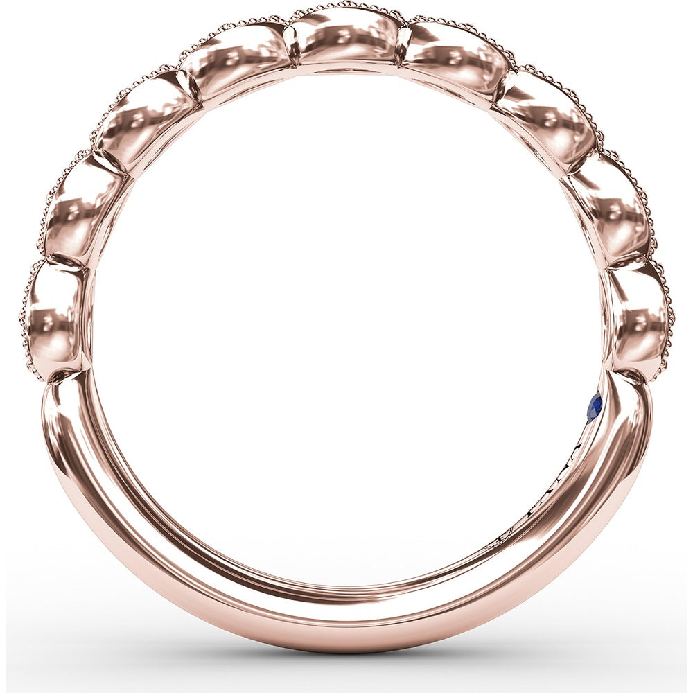 Scalloped Band with Milgrain-Edged Marquise Stations Holding Round Diamonds by Fana - 0.18 Carat Total Diamond Weight