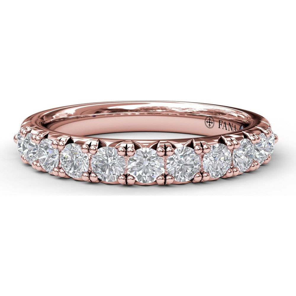 Scalloped Diamond Wedding Band with Prong Set Round Diamonds by Fana - 0.66 Carat Total Diamond Weight