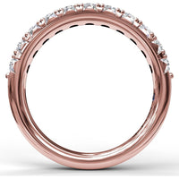 Scalloped Diamond Wedding Band with Prong Set Round Diamonds by Fana - 0.66 Carat Total Diamond Weight