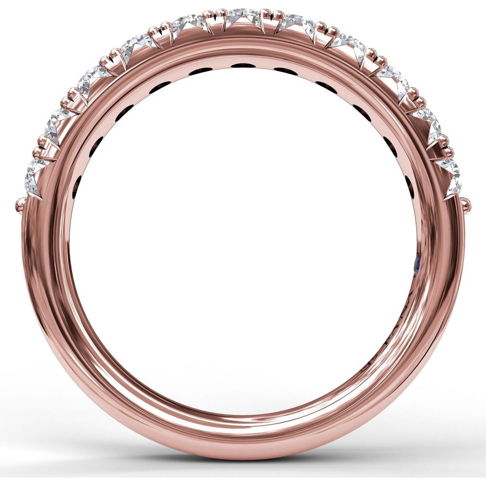 Scalloped Diamond Wedding Band with Prong Set Round Diamonds by Fana - 0.66 Carat Total Diamond Weight