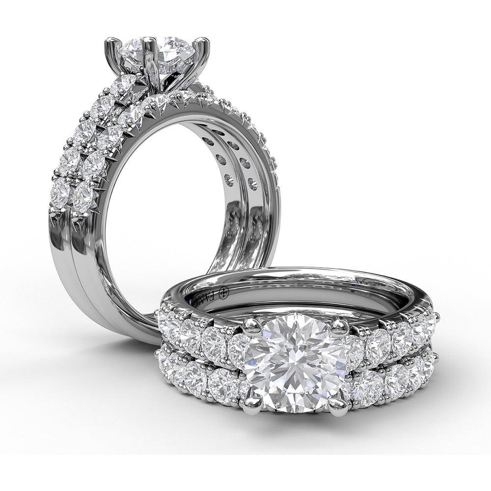 Scalloped Diamond Wedding Band with Prong Set Round Diamonds by Fana - 0.66 Carat Total Diamond Weight