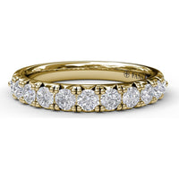 Scalloped Diamond Wedding Band with Prong Set Round Diamonds by Fana - 0.66 Carat Total Diamond Weight