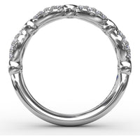 Scalloped Openwork Band with Bezel Set Round Sapphires and Pavé Diamonds by Fana - 0.62 Carat Total Gemstone Weight