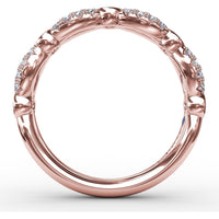 Scalloped Openwork Band with Bezel Set Round Sapphires and Pavé Diamonds by Fana - 0.62 Carat Total Gemstone Weight