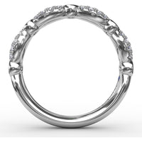 Scalloped Openwork Band with Round Emeralds and Pavé Diamonds by Fana - 0.58 Carat Total Gemstone Weight
