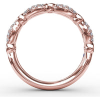 Scalloped Openwork Band with Round Emeralds and Pavé Diamonds by Fana - 0.58 Carat Total Gemstone Weight