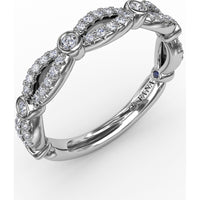 Scalloped Openwork Diamond Band with Bezel Set Round Diamond Stations by Fana - 0.32 Carat Total Diamond Weight