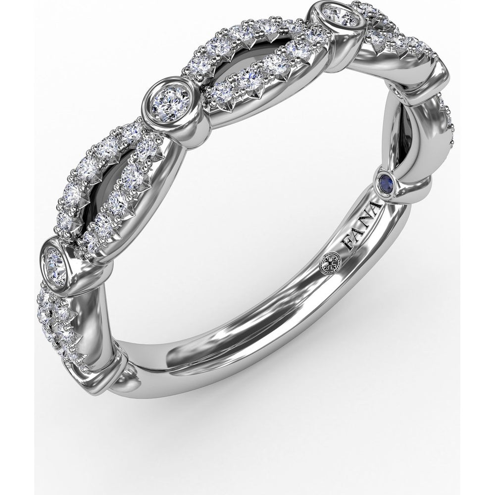 Scalloped Openwork Diamond Band with Bezel Set Round Diamond Stations by Fana - 0.32 Carat Total Diamond Weight