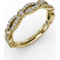 Scalloped Openwork Diamond Band with Bezel Set Round Diamond Stations by Fana - 0.32 Carat Total Diamond Weight