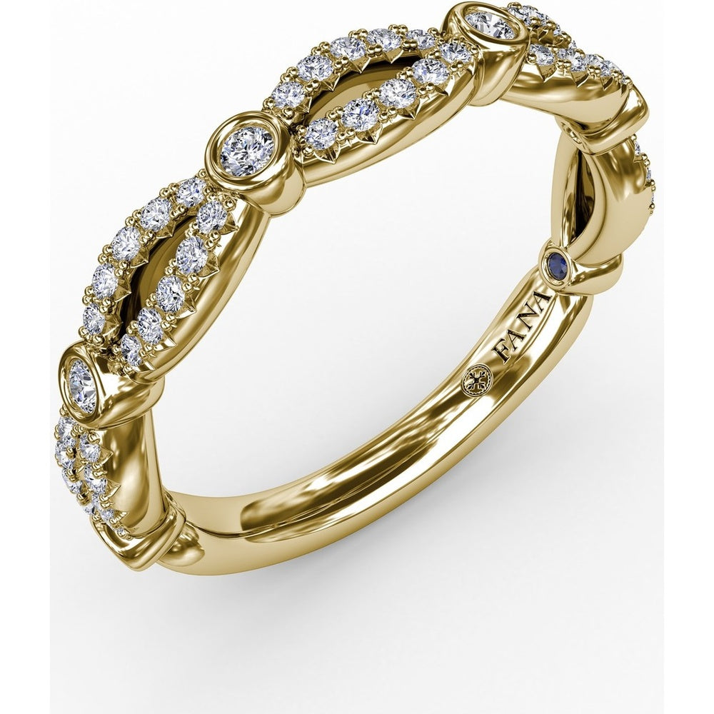 Scalloped Openwork Diamond Band with Bezel Set Round Diamond Stations by Fana - 0.32 Carat Total Diamond Weight