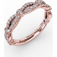 Scalloped Openwork Diamond Band with Bezel Set Round Diamond Stations by Fana - 0.32 Carat Total Diamond Weight