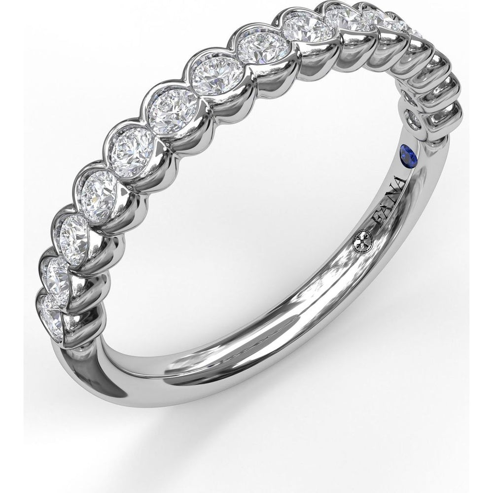 Scalloped Partial Bezel Set Round Diamond Band by Fana - 0.45 Carat Total Diamond Weight