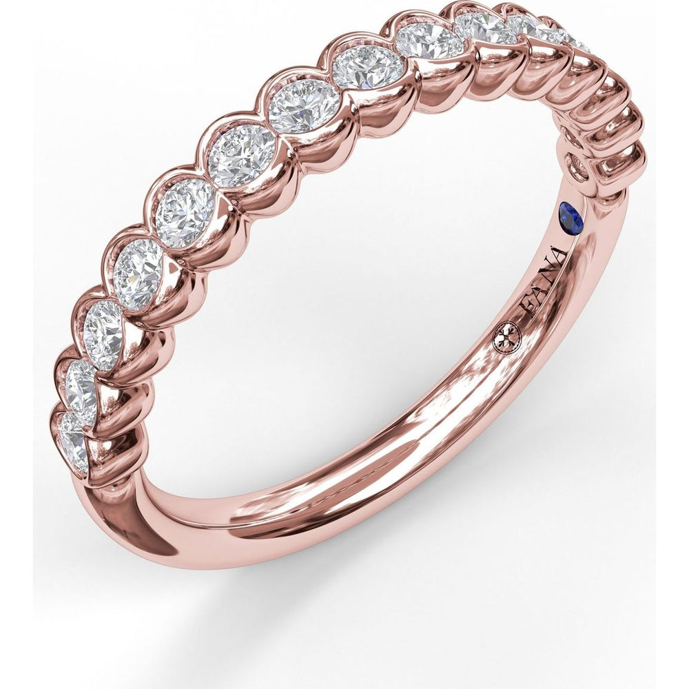 Scalloped Partial Bezel Set Round Diamond Band by Fana - 0.45 Carat Total Diamond Weight