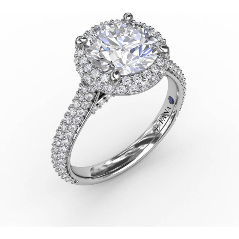 Fana Seamless PavÃ© Diamond Double Halo Engagement Ring