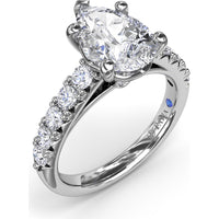 Semi-Mount Engagement Ring Setting with Handset French Pavé Round Diamond Band by Fana - 0.63 Carat Total Diamond Weight