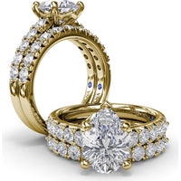 Semi-Mount Engagement Ring Setting with Handset French Pavé Round Diamond Band by Fana - 0.63 Carat Total Diamond Weight