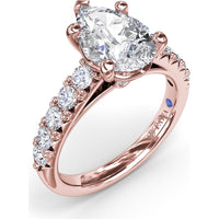 Semi-Mount Engagement Ring Setting with Handset French Pavé Round Diamond Band by Fana - 0.63 Carat Total Diamond Weight