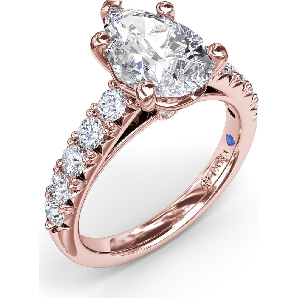 Semi-Mount Engagement Ring Setting with Handset French Pavé Round Diamond Band by Fana - 0.63 Carat Total Diamond Weight