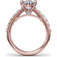 Semi-Mount Engagement Ring Setting with Handset French Pavé Round Diamond Band by Fana - 0.63 Carat Total Diamond Weight