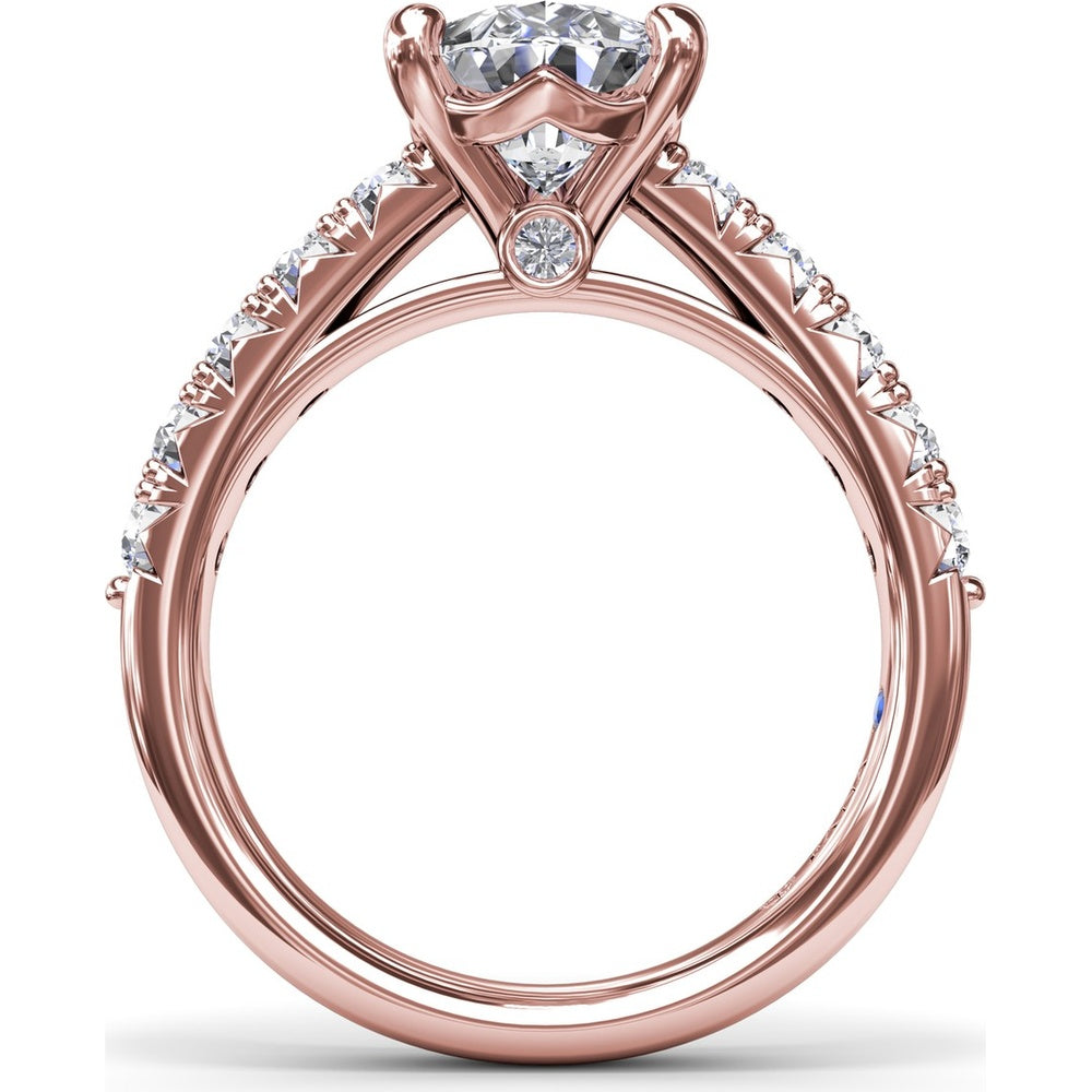 Semi-Mount Engagement Ring Setting with Handset French Pavé Round Diamond Band by Fana - 0.63 Carat Total Diamond Weight