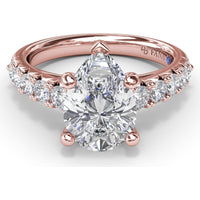 Semi-Mount Engagement Ring Setting with Handset French Pavé Round Diamond Band by Fana - 0.63 Carat Total Diamond Weight