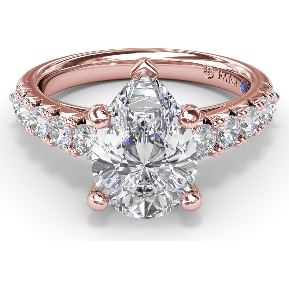 Semi-Mount Engagement Ring Setting with Handset French Pavé Round Diamond Band by Fana - 0.63 Carat Total Diamond Weight