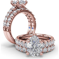Semi-Mount Engagement Ring Setting with Handset French Pavé Round Diamond Band by Fana - 0.63 Carat Total Diamond Weight