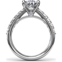 Semi-Mount Engagement Ring Setting with Handset French Pavé Round Diamond Band by Fana - 0.63 Carat Total Diamond Weight