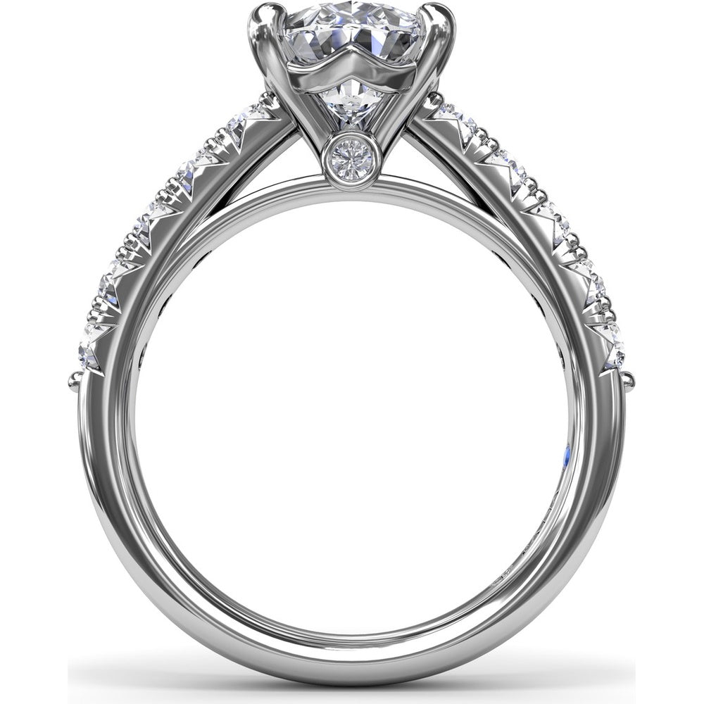 Semi-Mount Engagement Ring Setting with Handset French Pavé Round Diamond Band by Fana - 0.63 Carat Total Diamond Weight