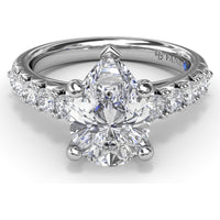 Semi-Mount Engagement Ring Setting with Handset French Pavé Round Diamond Band by Fana - 0.63 Carat Total Diamond Weight