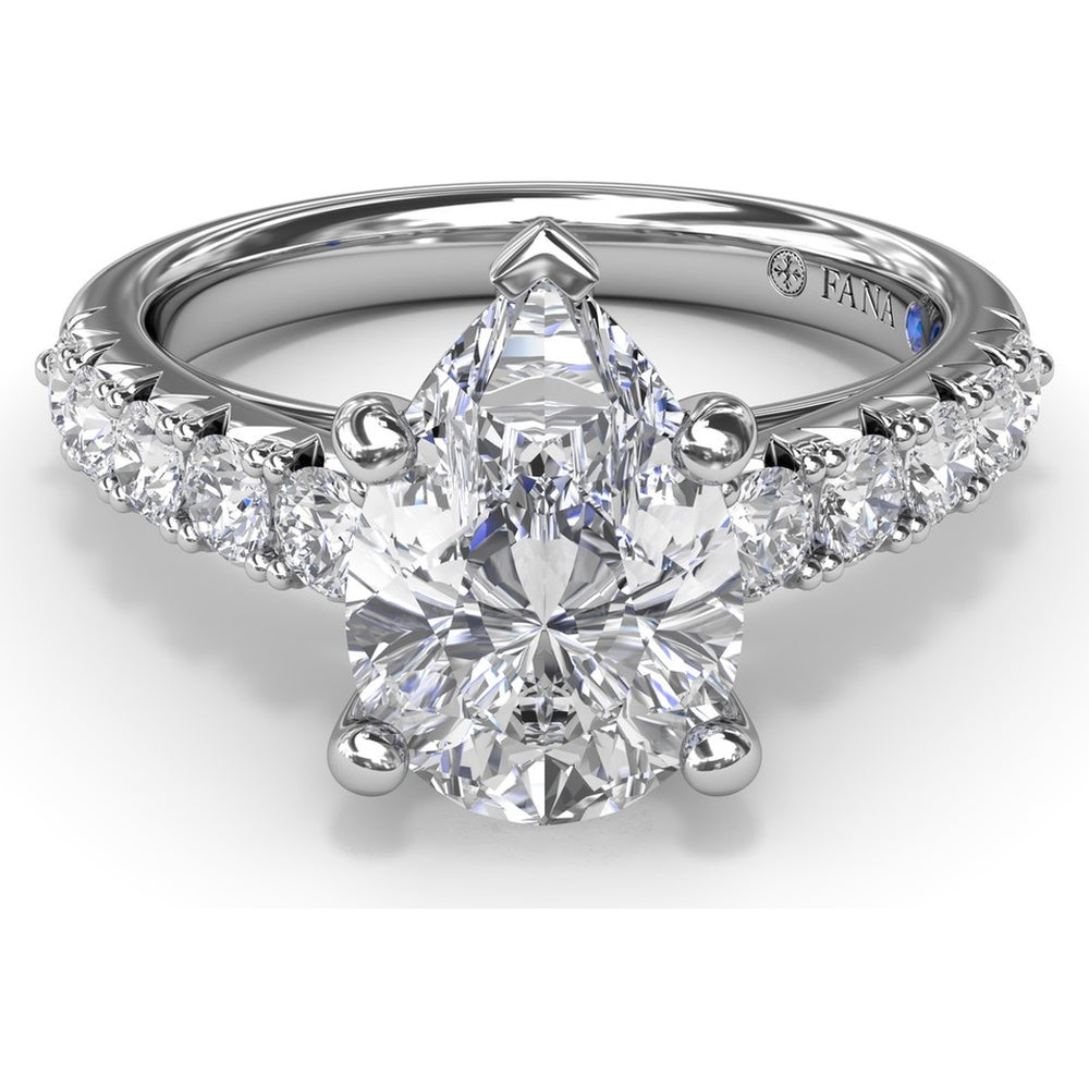 Semi-Mount Engagement Ring Setting with Handset French Pavé Round Diamond Band by Fana - 0.63 Carat Total Diamond Weight