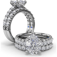 Semi-Mount Engagement Ring Setting with Handset French Pavé Round Diamond Band by Fana - 0.63 Carat Total Diamond Weight