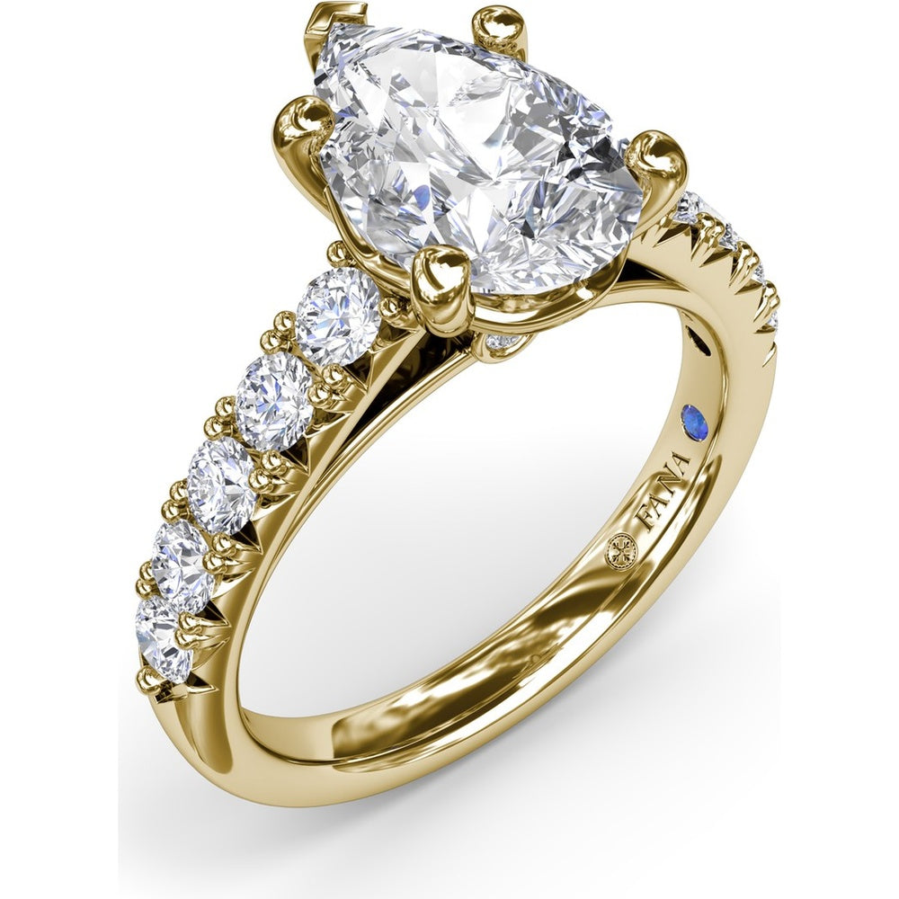 Semi-Mount Engagement Ring Setting with Handset French Pavé Round Diamond Band by Fana - 0.63 Carat Total Diamond Weight
