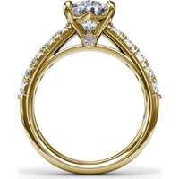 Semi-Mount Engagement Ring Setting with Handset French Pavé Round Diamond Band by Fana - 0.63 Carat Total Diamond Weight