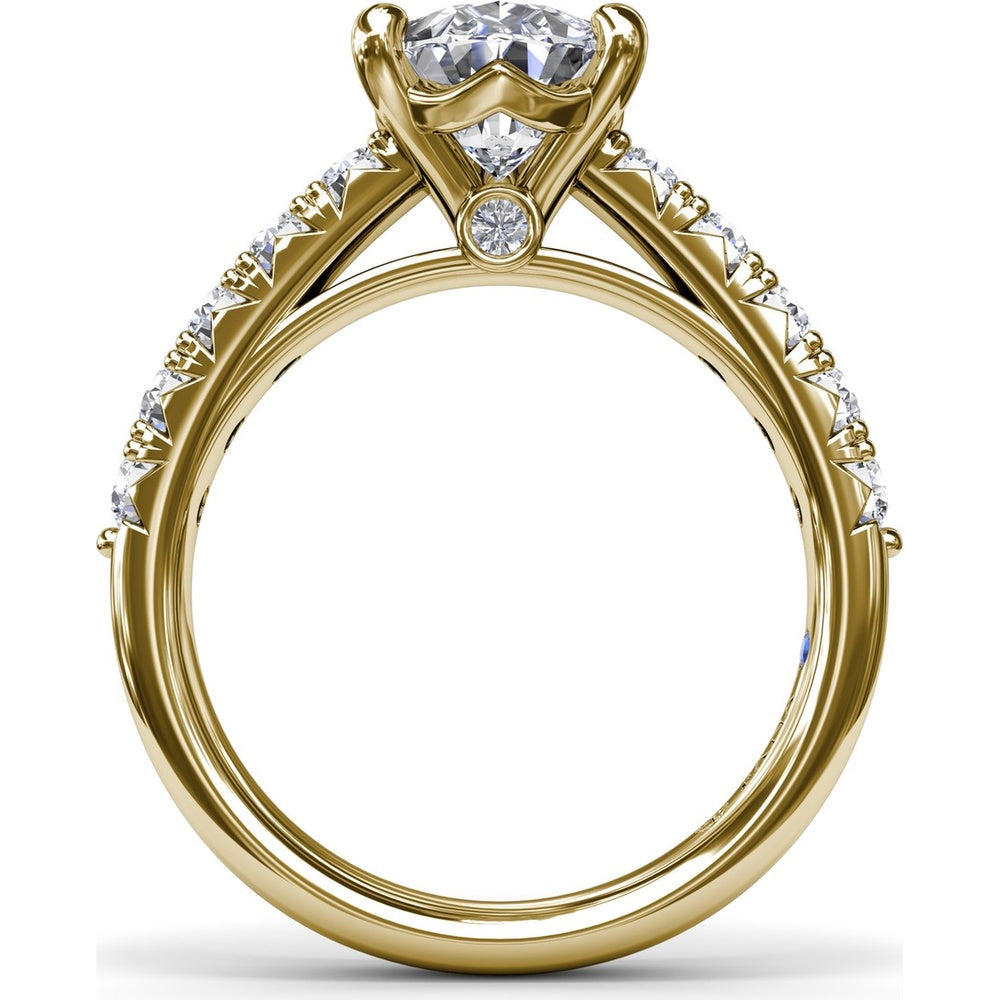 Semi-Mount Engagement Ring Setting with Handset French Pavé Round Diamond Band by Fana - 0.63 Carat Total Diamond Weight