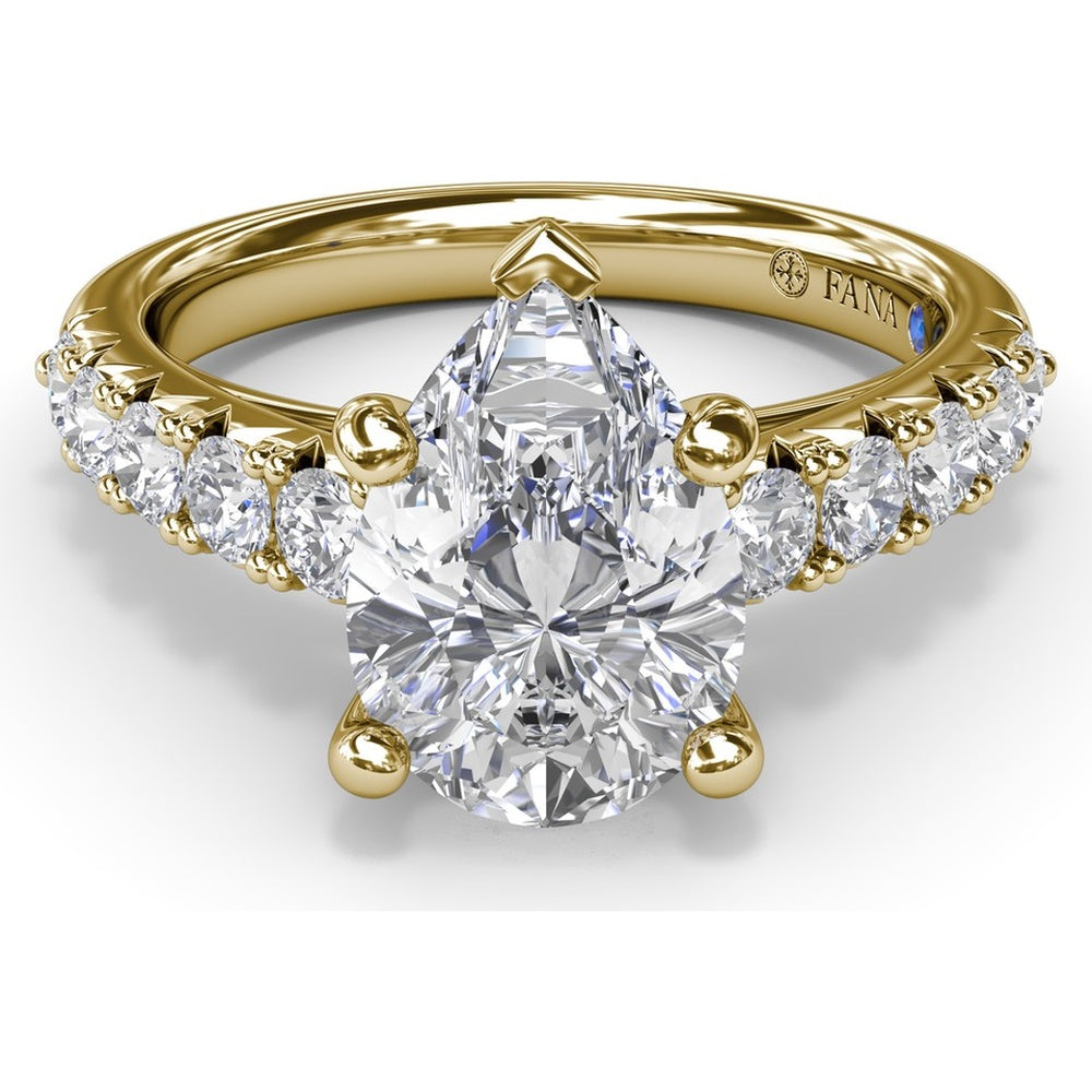 Semi-Mount Engagement Ring Setting with Handset French Pavé Round Diamond Band by Fana - 0.63 Carat Total Diamond Weight