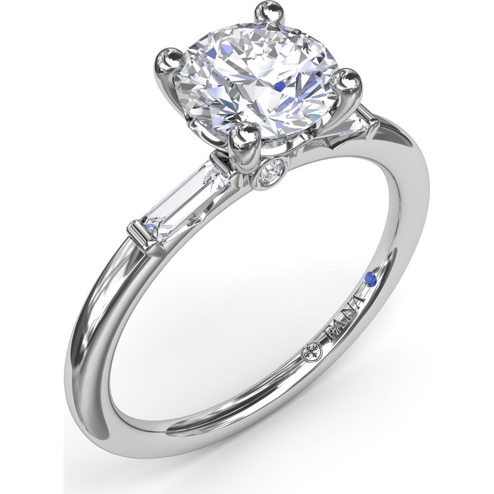 Semi-Mount Engagement Ring with Tapered Baguette Diamond Shoulders by Fana - 0.16 Carat Total Diamond Weight