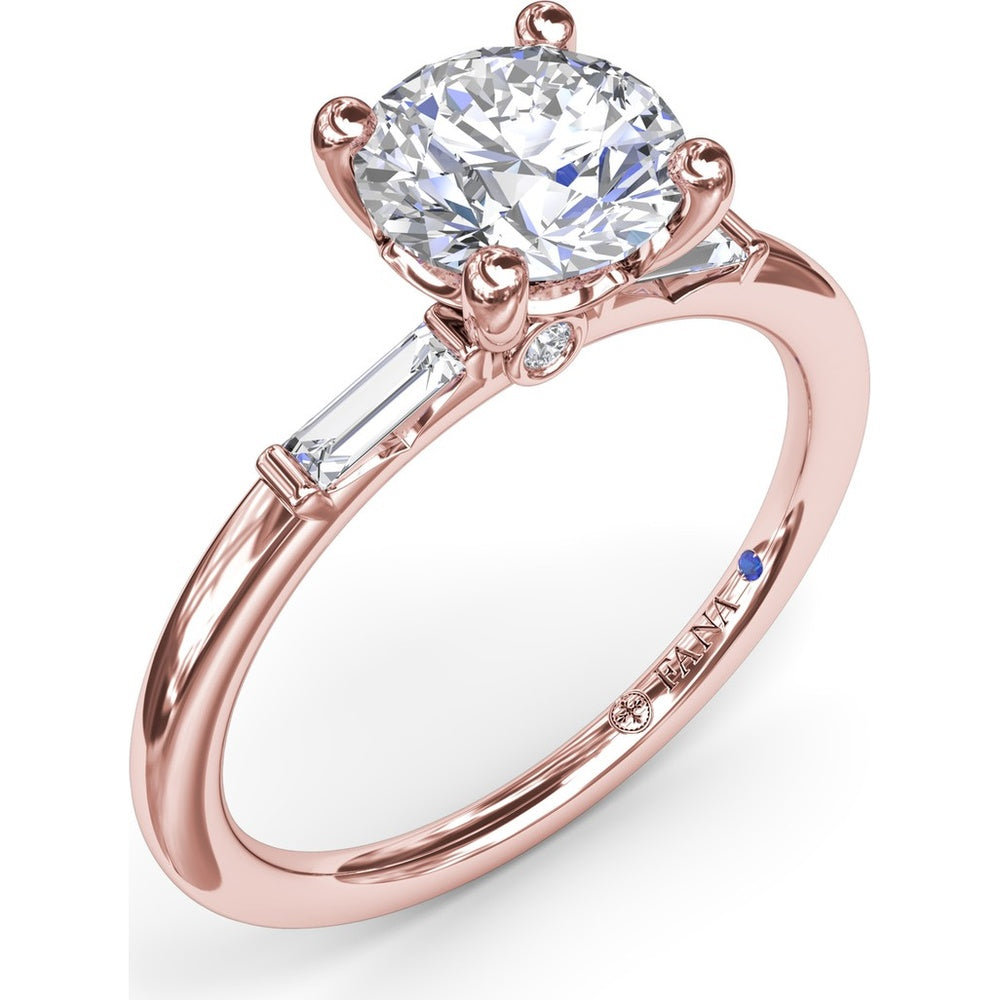 Semi-Mount Engagement Ring with Tapered Baguette Diamond Shoulders by Fana - 0.16 Carat Total Diamond Weight