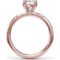 Semi-Mount Engagement Ring with Tapered Baguette Diamond Shoulders by Fana - 0.16 Carat Total Diamond Weight
