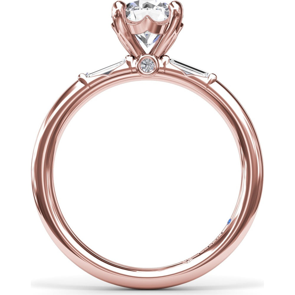 Semi-Mount Engagement Ring with Tapered Baguette Diamond Shoulders by Fana - 0.16 Carat Total Diamond Weight