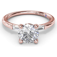 Semi-Mount Engagement Ring with Tapered Baguette Diamond Shoulders by Fana - 0.16 Carat Total Diamond Weight
