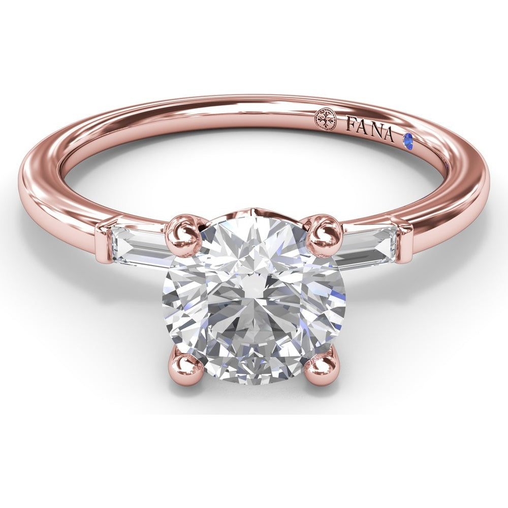 Semi-Mount Engagement Ring with Tapered Baguette Diamond Shoulders by Fana - 0.16 Carat Total Diamond Weight